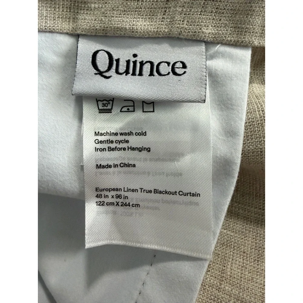 Quince European Linen True Blackout Curtain White Single Panel 98
